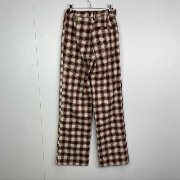 Urban Outfitters Maroon Checkered Pants Size 0 High Rise Office Work  Trousers - Picture 2 of 3